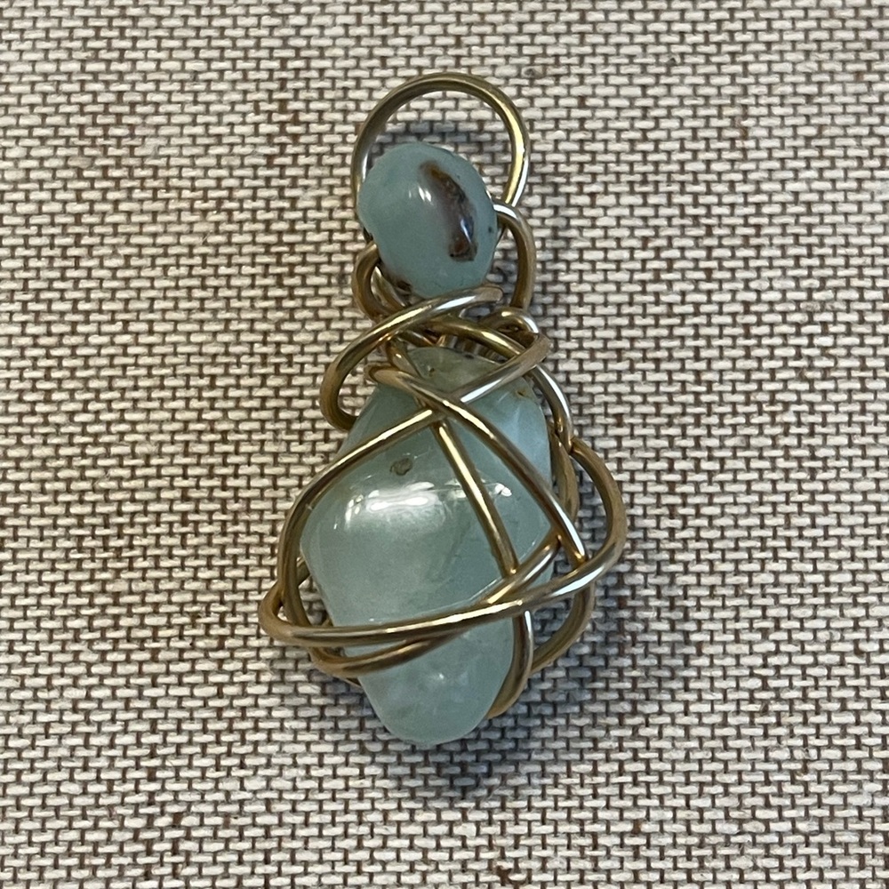 Kazuko 14k Wire-Wrapped Prehnite Pendant Necklace